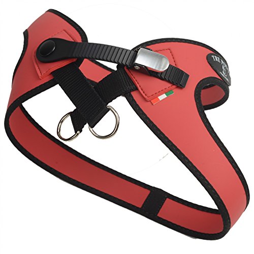 TRE Ponti Geschirr Easy Fit Micro Trim mit Schwarzem Rand Rot 58-69 cm bis ca. 20 kg von Tre Ponti