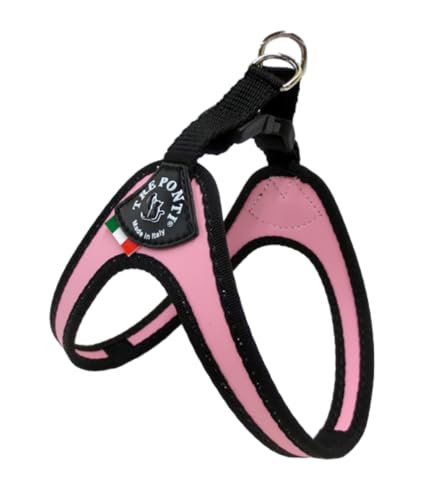 Tre Ponti Geschirr Easy Fit Classic scharzer Rand mit Click-Verschluss rosa 33 - 37 cm bis ca. 5 kg von Tre Ponti