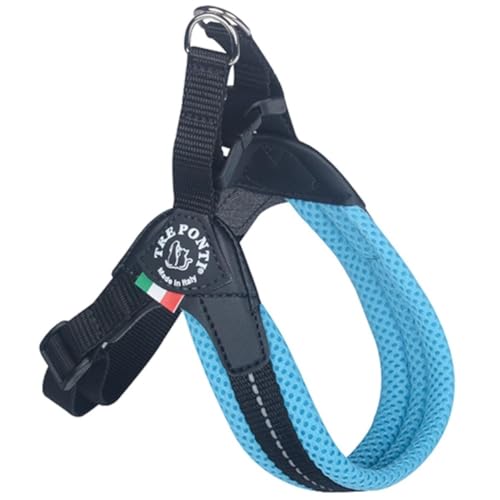 Tre Ponti Geschirr Easy Fit Soft Mesh Verstellbarer Bauchgurt, Farbe:hellblau, Größe:Gr.2/35-49 cm/bis 5 kg von Tre Ponti