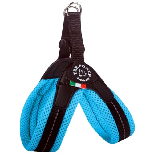 Tre Ponti Geschirr Easy Fit Soft Mesh mit Click Verschluss, Farbe:hellblau, Größe:Gr 1.5/28-32cm / bis 4kg von Tre Ponti