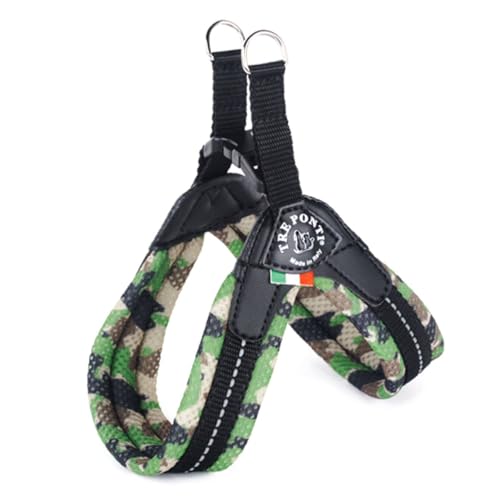 Tre Ponti Geschirr Easy Fit Soft Mesh mit Click Verschluss in div. Farben und Größen, Farbe:Camouflage grün, Größe:Gr 1. / 24-29cm / bis 3kg von Tre Ponti