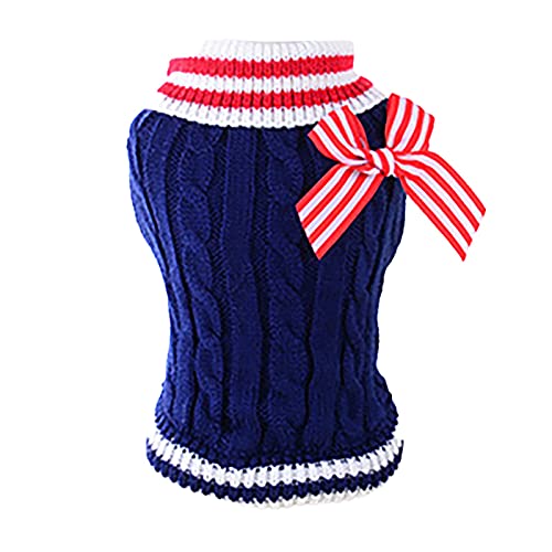 Hundemantel für Kleine Hunde Winter Klassische Kleidung im Strick-Navy Sweater Katzenpulli Dog Coat Dog Basketball Basketball Winter Pulli Seilstrick Tier Tier Hundemantel Winter Body (Blue, One Size) von Treadyouth