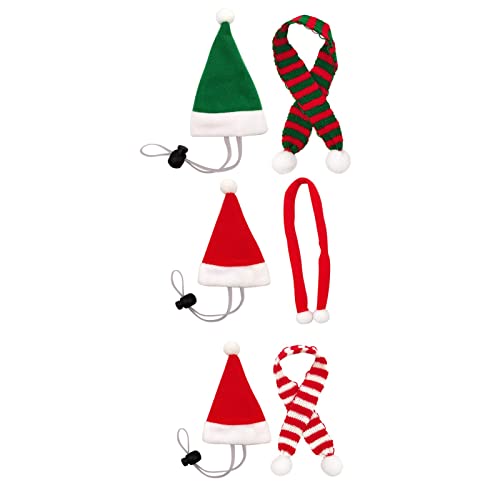 Multicolor Hunde Wende Halstuch + Tier 3 Stück Hut Set Schal Lock hat Weihnachten Tier 3 Stück Hühnchen elastisches Tier Zubehör für Weihnachten Hundehalstuch Weihnachten (A-Red,Green, One Size) von Treadyouth