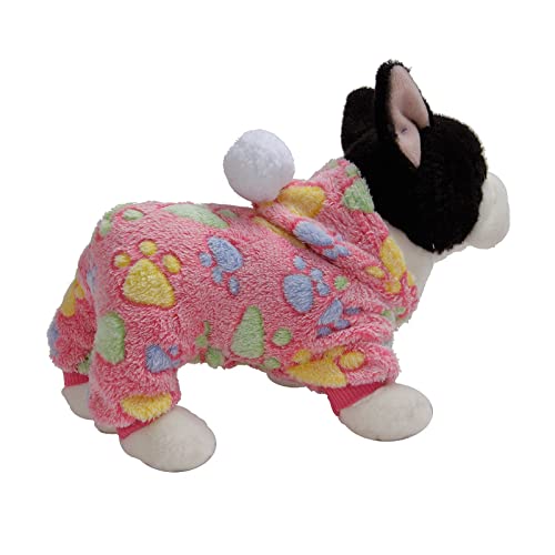 Treadyouth Hundemantel mit Beinen Flanellkleidung für Hunde, Haustier, Herbst, mit Kapuze, Winter, Katzen- und Haustierkleidung Hundepullover Kleine Hunde (Hot Pink, L) von Treadyouth