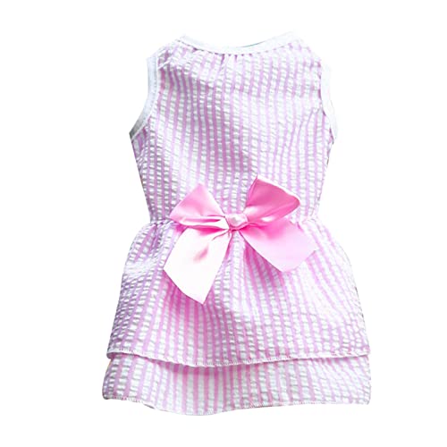 Treadyouth Tutu-Kleid Rock Haustier Kostüme Bogen-Herbst-Frühlings-Kleid-Katzen-Knoten-Hundekleid-Kleidungs-Kleidungs-Hochzeits-Streifen-Sommer-Karierter Hunde Weihnachts Pulli (Pink, L) von Treadyouth