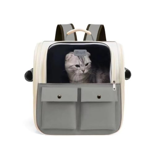 Treer Transporttasche für Haustiere, Transportbox für Hunde & Katzen, Faltbar Haustiertransportbox Leichte Reise Tragetasche Für Reisen im Flugzeug, Auto oder Zug (38 * 36 * 25cm,Grau B) von Treer