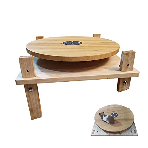 Treesunshine Hamsterrad Holz, 24cm Kleintierspielzeug Laufrad, Laufrad Hamster Holz mit Verstellbare Basis, Hamster Spielzeug für Zwerghamster, Rennmäuse, Mäuse oder Andere Kleine Haustiere von Treesunshine