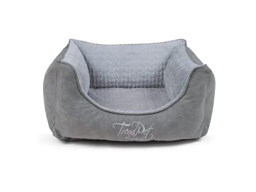 TrendPet VitaBed Style - Orthopädisches Hundebett, außen Kunstleder innen flauschig (60x50cm, Grau) von TrendPet