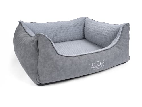 TrendPet VitaBed Style - Orthopädisches Hundebett, außen Kunstleder innen flauschig (80x70cm, Grau) von TrendPet