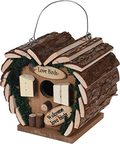 Trendkontor Vogel Nisthaus aus Holz Herz Lovebirds Vogelhaus Nistkasten 17 x 12 x 17cm von Trendkontor