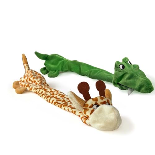 Trenton Gifts Extra langes Hundespielzeug ohne Füllung, mit Quietscher, Giraffe und Alligator, 2 Stück von Trenton Gifts