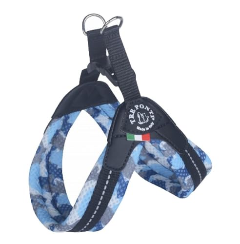 Tre Ponti Geschirr Easy Fit Soft Mesh mit Click Verschluss, Farbe:Camouflage blau, Größe:Gr 3.5/45-48cm / bis 9kg von Tre Ponti