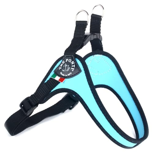 Tre Ponti Geschirr Easy Fit Classic with adj. Belly mit schwarzen Rand hellblau 25 - 29 cm bis ca. 3 kg von Tre Ponti