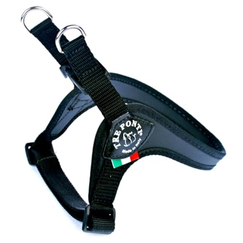 Tre Ponti Geschirr Easy Fit Classic with adj. Belly mit schwarzen Rand schwarz 37 - 42 cm bis ca. 6 kg von Tre Ponti