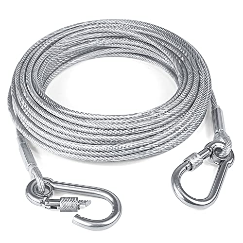 Tresbro Tie Out Cables Tie-Out Leinen Hofleine für Hunde, 50ft Kabelleine für Haustier, Heavy Duty Kettenleinen für Hunde bis zu 100kg, Haustiere Führen für Kleine Mittlere oder große Hunde von Tresbro