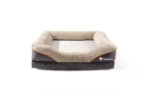 TreuHerz Luna - 110x81 cm orthopädisches Premium Hundebett, Hundesofa mit Memory Schaum, rutschfest & Hundekorb/Hundekissen mit abnehmbarem waschbarem Bezug von TreuHerz