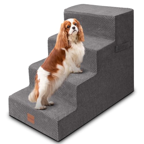 Hundetreppe für kleine Hunde, 3-stufige Hundetreppe für hohe Betten und Couch, rutschfeste Haustiertreppe für kleine Hunde und Katzen, Hundebett-Treppe, Grau von Trhillsbrad