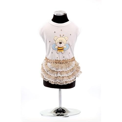 Trilly Tutti Brilli Jersey Kleid mit Ruches und Swarovski-Steinen, Beige - 1 Produkt von Trilly Tutti Brilli