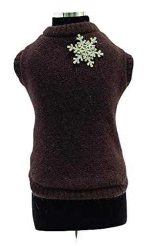 Trilly Tutti Brilli Loup Strickpullover mit Schneeflocken-Brosche aus Kristallen, Braun, XXS – 1 Produkt von Trilly Tutti Brilli