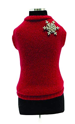 Trilly tutti Brilli Pullover aus Wolle mit Schneeflocke aus Kristallen, Rot, XL, 1 Stück von Trilly tutti Brilli