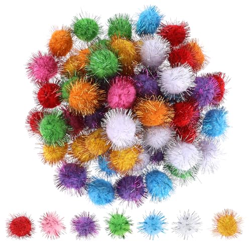 60 Stück Katzenbälle, 5,1 cm, glitzernde Bommelbälle, interaktives Glitzerbälle, Lieblingsspielzeug für Katzen, Lametta-Glitzer-Pom-Bälle, zufällige Farbe von Trinkrittey