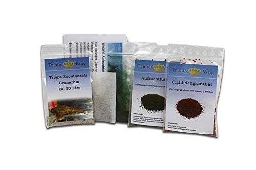 Triops Granarius Urzeitkrebse Starter Set Ultra mit ca. 500 Urzeitkrebs-Eiern / Zysten von Triops King aus Deutschland, Anleitung zur Zucht und Jungtier-Futter und viel Futter - Züchte deine eigenen Urzeitkrebse bei dir zu Hause im Aquarium von Triops King