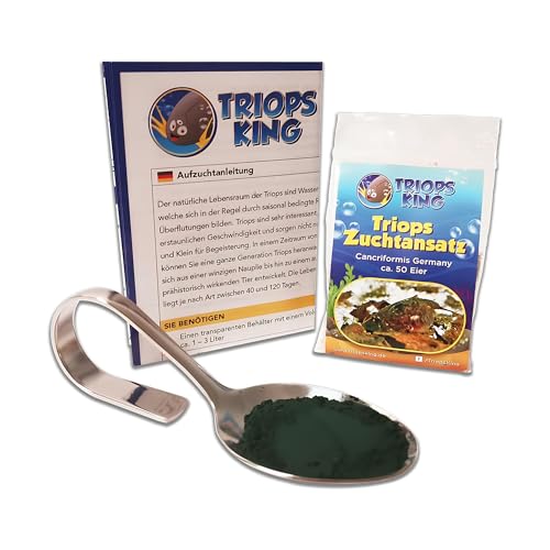 Triops King Triops Cancriformis Mallorca Starter Set mit ca. 50 Urzeitkrebs-Eiern/Zysten Deutschland, Anleitung zur Zucht und Jungtier-Futter - Züchte jetzt Deine eigenen Urzeitkrebse von Triops King