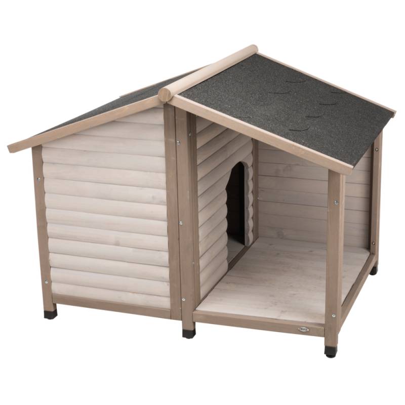 Trixie Natura Hundehütte Lodge mit Terrasse - Größe M/L: B 130 x T 100 x H 105 cm, grau (2 Pakete*) von Trixie Natura