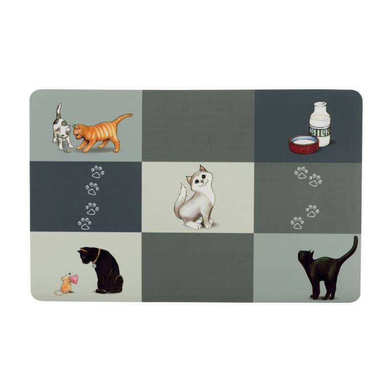 Trixie Patchwork Cat Napfunterlage 44×28cm grau von TRIXIE