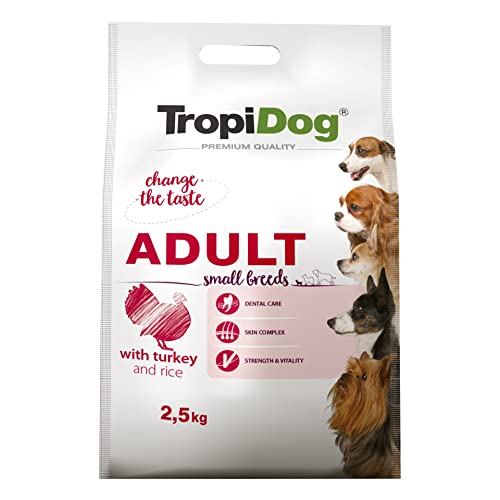 Hundefutter – TropiDog Premium Erwachsene Kleine Rassen mit der Türkei & Reis, Tasche 2,5 kg von TropiDog