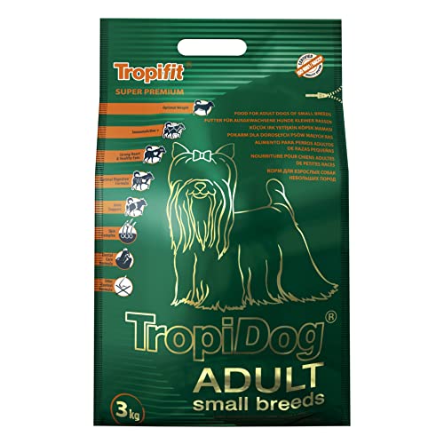 TROPIDOG Super Premium Futter mit Lamm, Lachs und Reis für ausgewachsene Hunde Kleiner Rassen, Beutel 3 kg von TropiDog