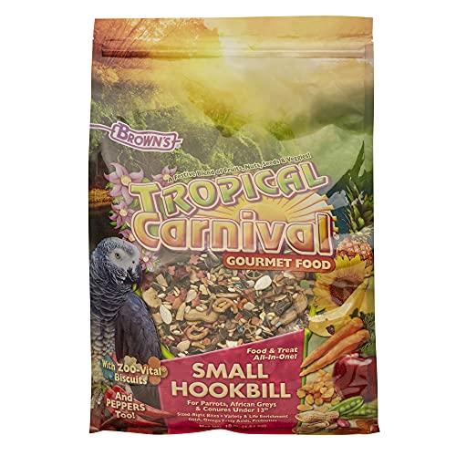 Tropical Carnival F.M. Brown's Gourmet Vogelfutter für Papageien, Graupapageien und Konuren unter 33 cm, Probiotika für Verdauungsgesundheit, Vitamin-Nährstoffangereicherte tägliche Ernährung, 10 lb von Tropical Carnival