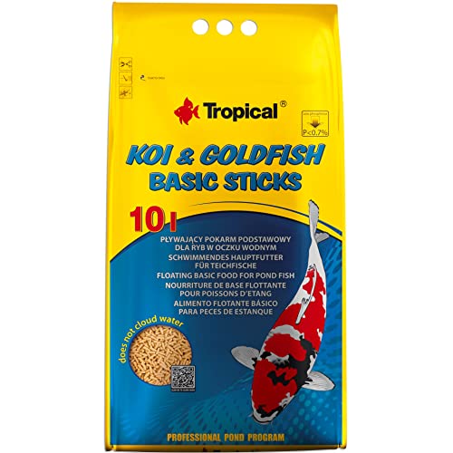 KOI&Goldfish Basic Sticks 10L / 800G - Teichfischfutter, schwimmende Sticks für die tägliche Fütterung von Koi, Goldfischen KOI&Goldfish Basic Sticks 10L / 800G - Teichfischfutter, schwimmende Sticks für die tägliche Fütterung von Koi, Goldfischen von Tropical