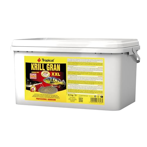 Tropical Krill Gran XXL 5L Futter für Süßwasser- und Meeresfische, 2.5 Kilogramm, Geschmacklos, Fischfutter, Fischhalter, Fische von Tropical