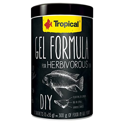 SUPER Aquarium LTD Tropische Gel-Formel für pflanzenfressende Fische mit hohem Algengehalt 36% Bodenfischfutter, Malawi (1000 ml/300 g Dose) von Tropical