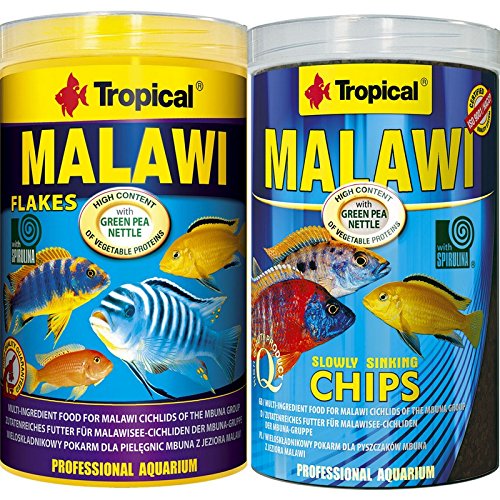 Tropical 1 Liter Malawi Chips + 1 Liter Malawi Flocken Doppelpack 2 er Set Cichlid Malawi Fischfutter von Glracd