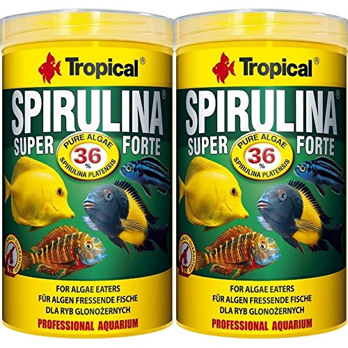 Tropical 2 x 1 Liter Spirulina Forte 36% Doppelpack Sparset Cichlid Malawi Fischfutter von Tropical