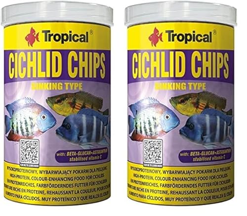 Tropical Cichlid Chips - langsam sinkende, zutatenreiche Futterchips, 2er Pack (1 x 1 l), 520 g (2er Pack) von Tropical