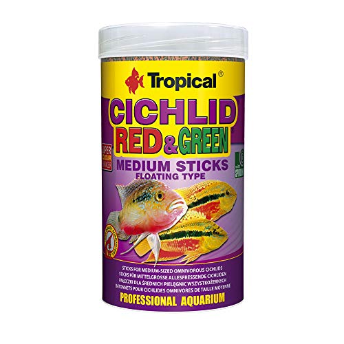 Tropical Cichlid Red&Green Medium Sticks - Futtersticks für mittelgroße Cichliden, mit Astaxanthin & Spirulina, 1er Pack (1 x 1 l) von Tropical