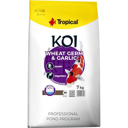 Tropical Koi Wheat Germ und Garlic Pellet, M, 1er Pack (1 x 7 kg) von Tropical