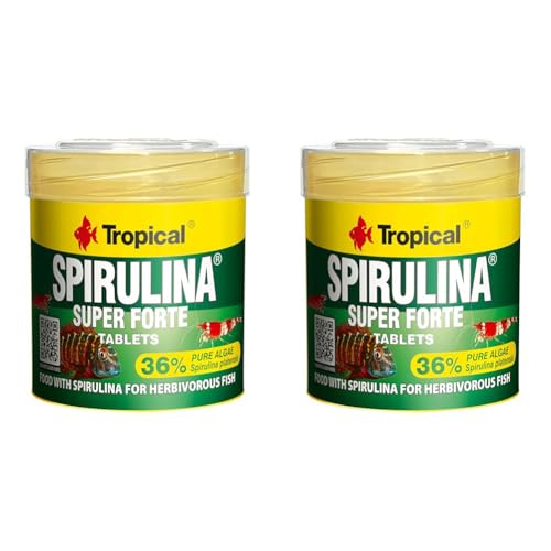 Tropical Super Spiru Tabin A Hafttabletten mit 36% Spirulina (platensis) Algen, 2er Pack (1 x 50 ml) von Tropical