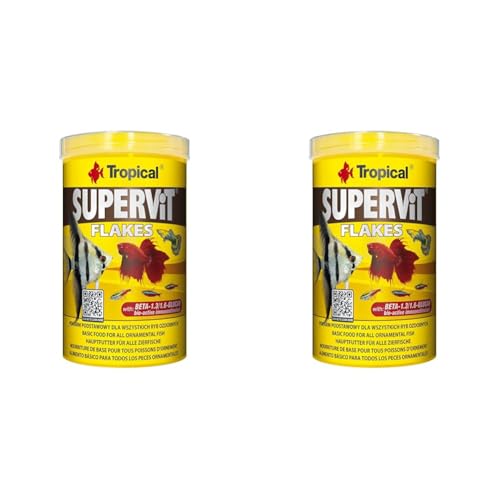 Tropical Supervit Premium Hauptfutter, Flockenfutter für alle Zierfische, 2er Pack (1 x 1 l) von Tropical