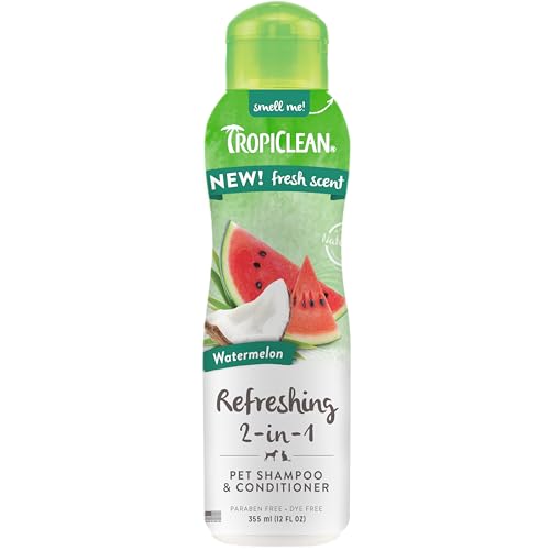 TropiClean Erfrischendes 2-In-1 Shampoo & Conditioner Für Katzen & Hunde, Wassermelone | Fellpflege Für Haustiere | 355 ML | Hergestellt in Den USA von Tropiclean