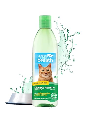 TropiClean Fresh Breath Katzenzahnreinigung - Zahnpflegelösung bei schlechtem Atem - Mundspülung als Zusatz zum Trinkwasser - Reinigt die Zähne, Für Katzen, 473ml von Tropiclean