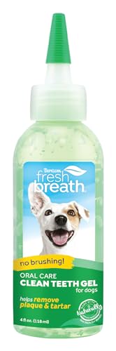 TropiClean Fresh Breath Zahnreinigungsgel für Hunde - Zahnpflege ohne Bürsten - Mundhygiene für Frischen Atem - Entfern Plaque & Zahnstein, Original, 118ml von Tropiclean