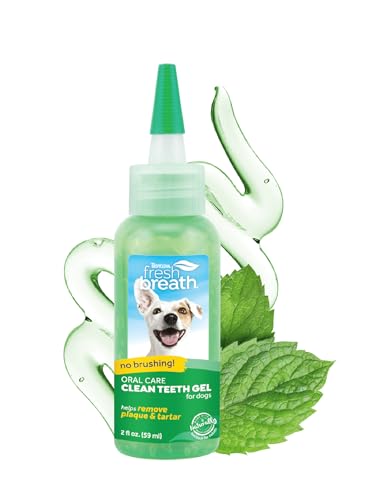 TropiClean Fresh Breath Zahnreinigungsgel für Hunde - Zahnpflege ohne Bürsten - Mundhygiene für Frischen Atem - Entfern Plaque & Zahnstein, Original, 59ml von Tropiclean