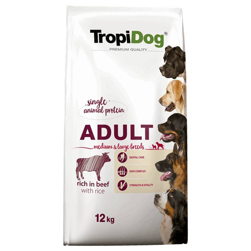 Tropidog Premium Adult Medium & Large Rind & Reis - 12 kg von Tropidog