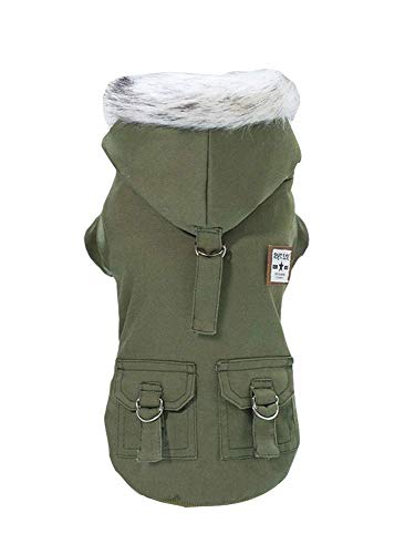 Rdc Pet Pet Hunde Kapuzenpullis Arbeitskleidung verdickter Hund insgesamt Hund Militäruniform Armee Sweater Baumwolljacke Pelzmantel für kleine Hund mittlere Hund (Grün,L) von Trudz PET