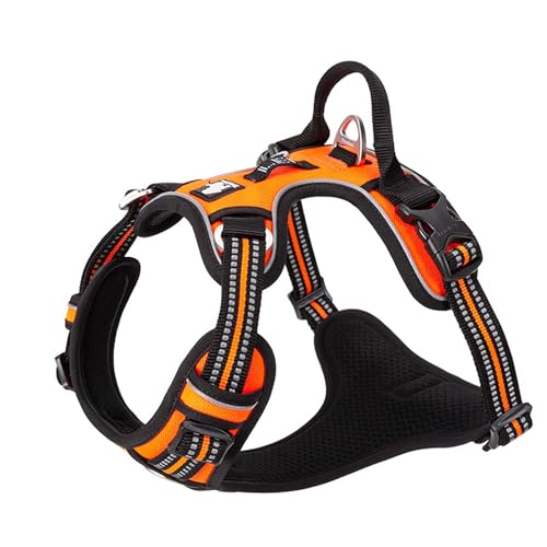 Truelove True Love Hundegeschirr, kein Ziehen, verstellbar, reflektierend, weiches Nylon, für kleine und große Haustiere, TLH56512 (S, Orange) von Truelove