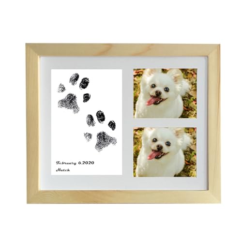 Truffleaholic Pfotenabdruck-Set, Hundepfotenabdruck-Set, schwarz, nicht waschbar, Öldruckrahmen, 10,2 x 15,2 cm Fotoeinsatz, Geschenke für Hunde und Katzen von Truffleaholic